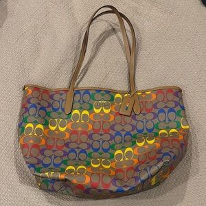 Coach Rainbow Special Edition Signature Tote Bag